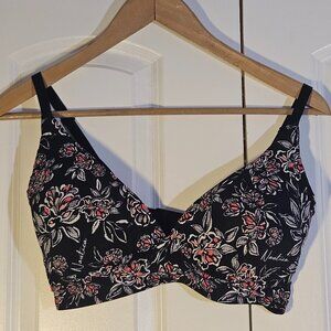 Nautica Intimates Bra 38D Navy Floral Padded Wire Free Support Comfortable NWOT
